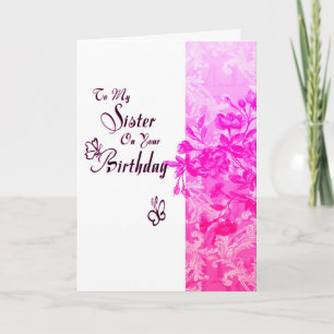 Carte Soeur à votre anniversaire (rose)