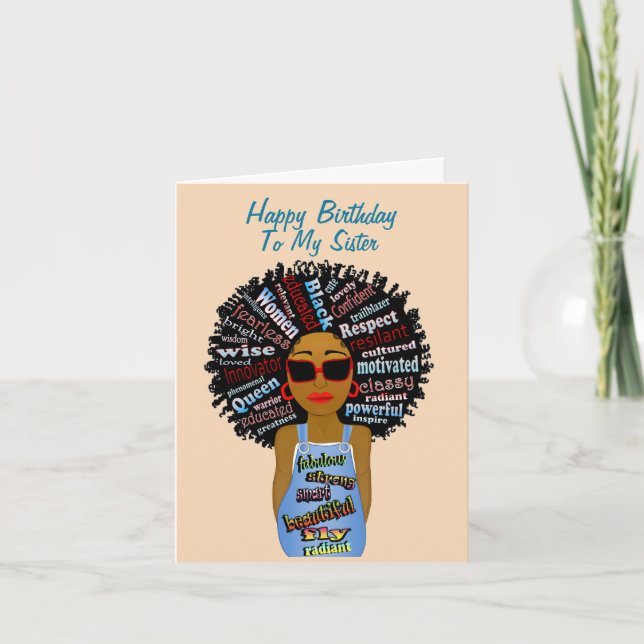 Carte Soeur afro-américaine joyeuse anniversaire (Devant)