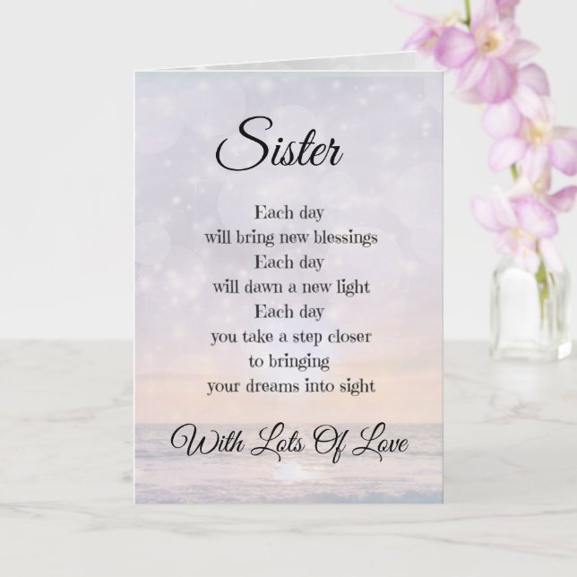 Carte Soeur Amour et Encouragement Poème design Salutati (Orchidée)