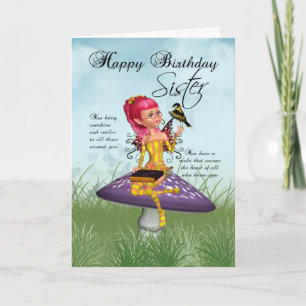 Carte Soeur Anniversaire Avec Fée Et Chaffinch