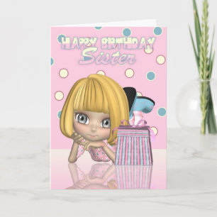 Carte Soeur Anniversaire Avec Petite Fille Mignonn