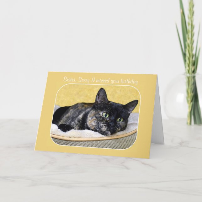 Carte Soeur, Anniversaire Cat Tortoiseshell (Devant)
