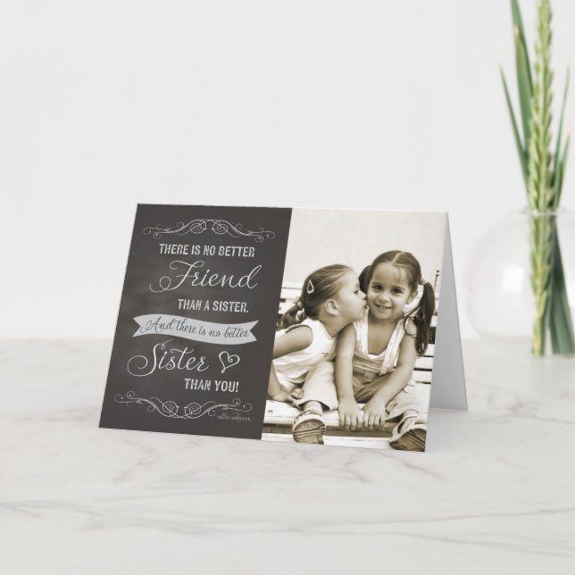 Carte Soeur Anniversaire - Chalkboard photo personnalisé (Devant)