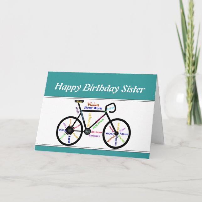 Carte Soeur Anniversaire Motivational Vélo vélo vélo vél (Devant)