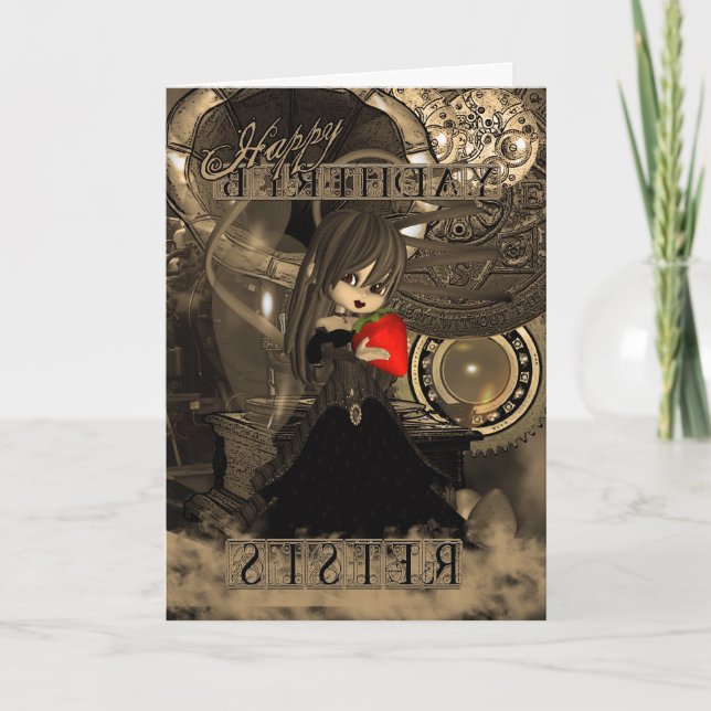 Carte Soeur Anniversaire Steampunk Moonies Cutie Pie (Devant)