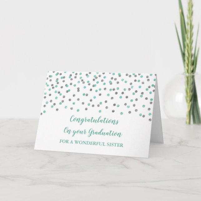 Carte Soeur Bleue Argent Félicitations Graduation (Devant)