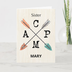 Carte Soeur Camp Personnaliser Nom Flèches