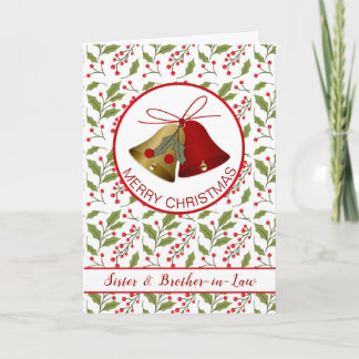 Carte Soeur de Noël & Frère en droit, cloches et saint