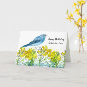 Carte Soeur En Droit Joyeux Anniversaire Bluebird Fleurs