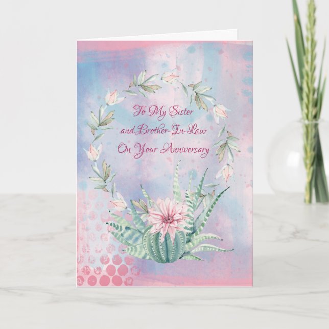Carte Soeur et beau-frère Aquarelle Cactus (Devant)