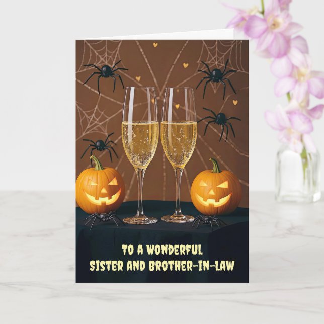Carte Soeur et Frère en Droit Halloween Champagne Fun (Orchidée)