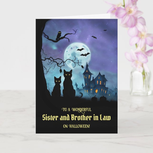 Carte Soeur et Frère en Droit Joyeux Halloween Cute (Orchidée)