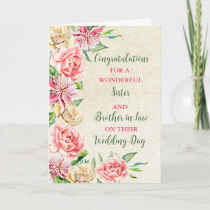 Carte Soeur et Frère en droit Mariage Félicitations