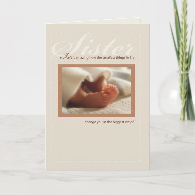 Carte Soeur Félicitations Nouveau Pieds bébé (Devant)