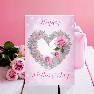 Carte Soeur Feuille Coeur rose Rose Rose Bonne fête des 