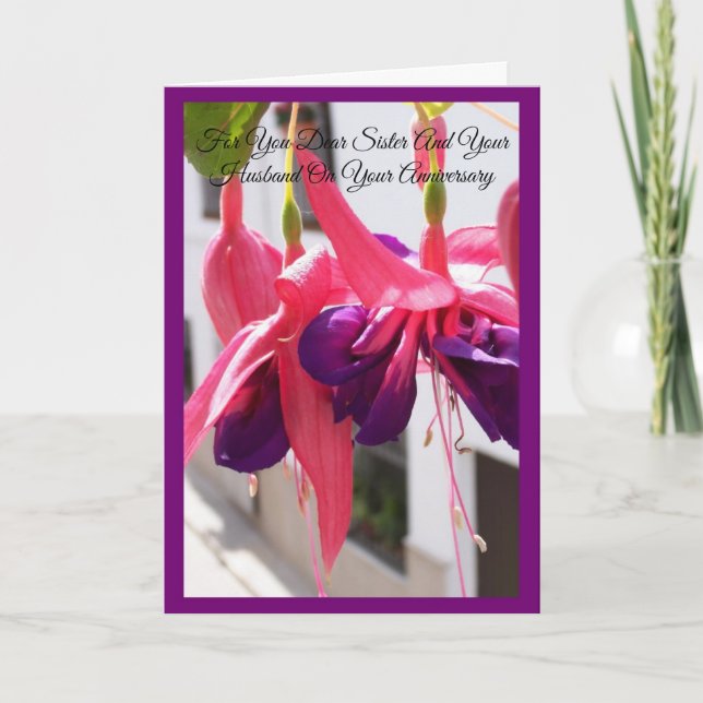 Carte Soeur Florale Et Mari Anniversaire Personnalisé (Devant)
