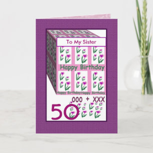 Carte SOEUR Joyeux 50e anniversaire