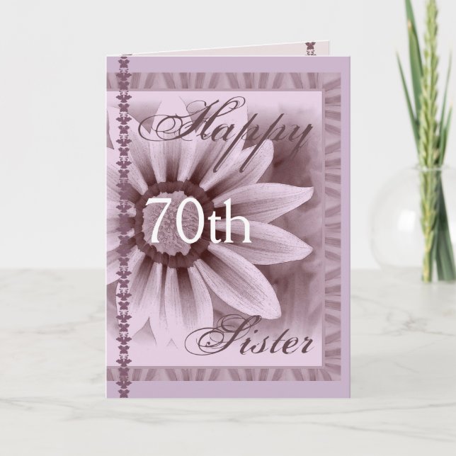 Carte SOEUR - Joyeux 70e anniversaire - Fleur LAVENDER (Devant)