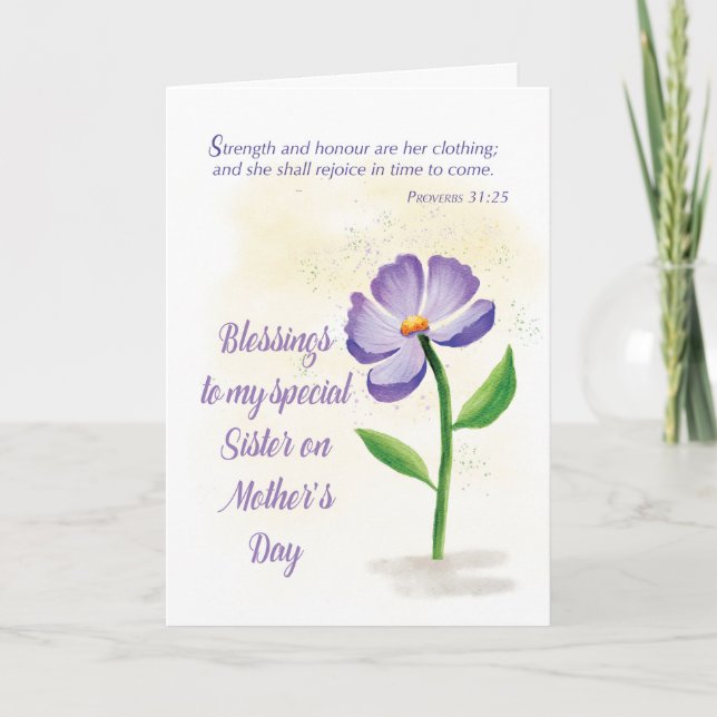 Carte Soeur lors de la Fête des Mères Bénédiction Fleur  (Devant)