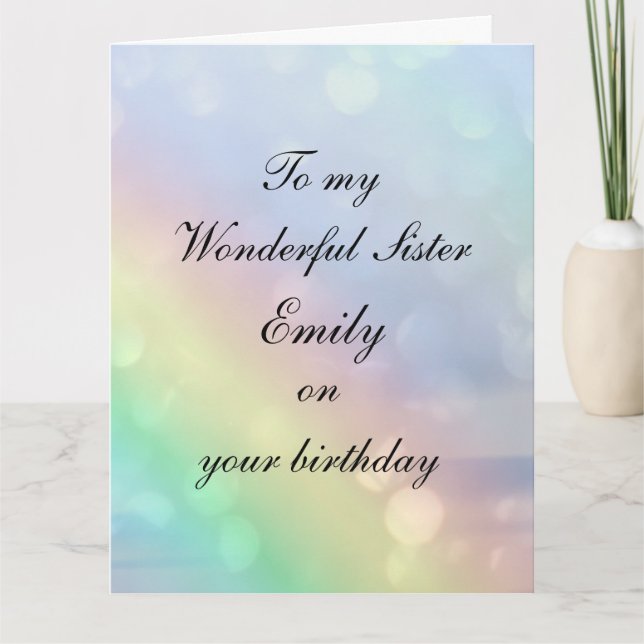 Carte Soeur personnalisée Anniversaire (Devant)