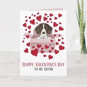 Carte Soeur Puppy dans la boîte Valentine's