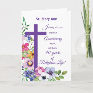 Carte Soeur religieuse Jubilee Croix violette