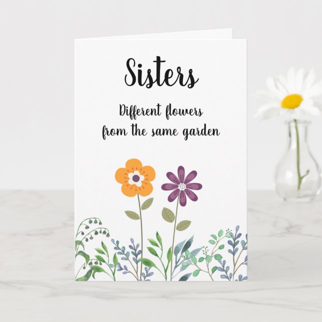 Carte Sœur(s) Jolie Fleurie Intérieur Vierge Anniversair (Petite plante)