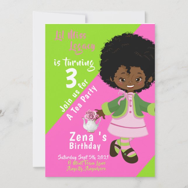 Carte Soeur Sorority |Tea Party | Anniversaire hérité (Devant)
