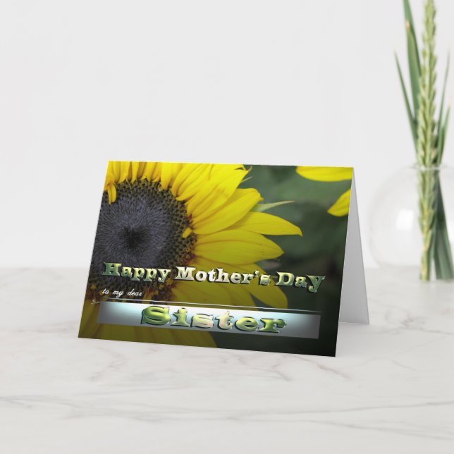 Carte Soeur Tournesol Heureux Jour des Mères Fleur de ja (Devant)