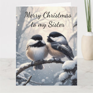 Carte Soeur voeux de Noël et amour oiseau de poulet
