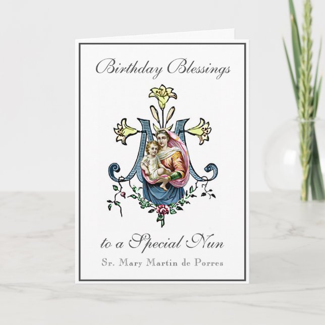 Carte Soeurs Bénédiction Anniversaire Fête Vierge Marie (Devant)