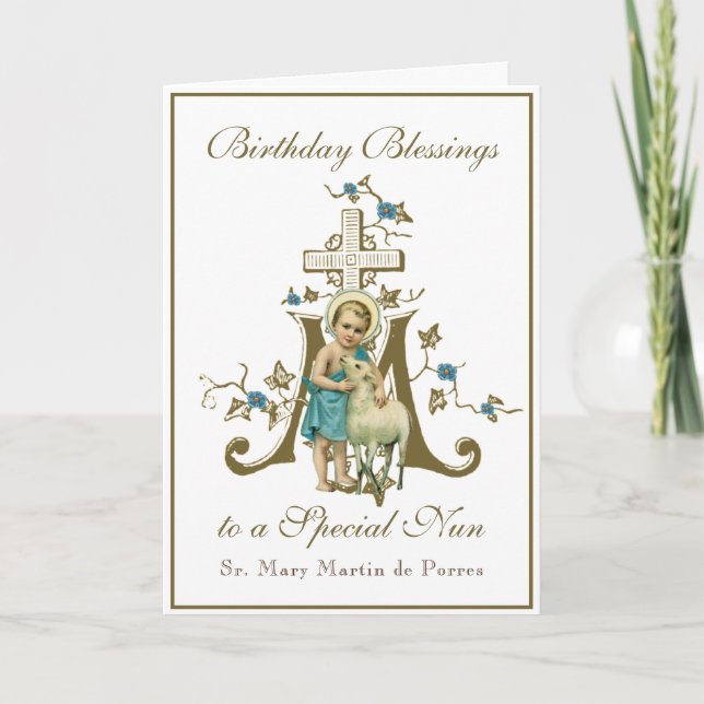 Carte Soeurs Bénédiction Anniversaire Fête Vierge Marie (Devant)