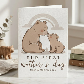 Carte Soft Neutral Bear Mom Baby First Mothers Day Love