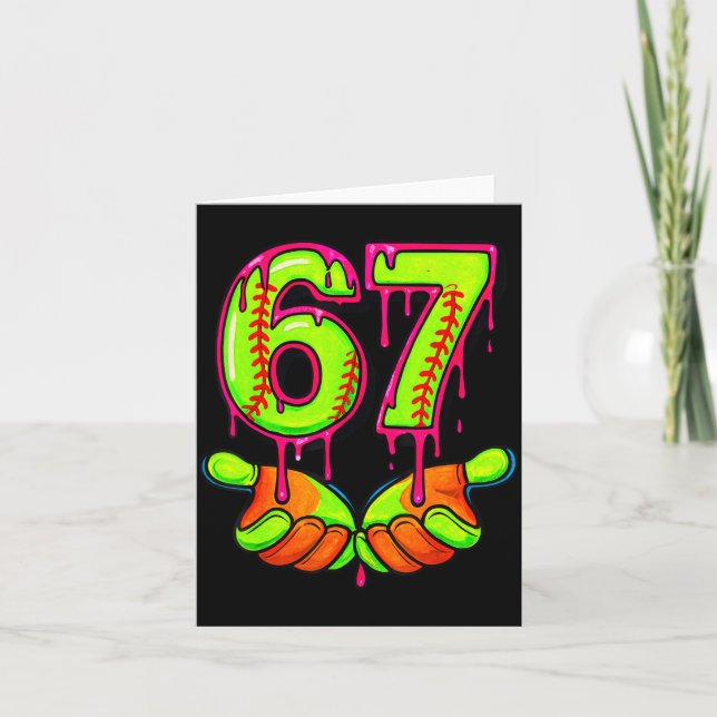 Carte Softball 67 Six Seven Funny Gen Alpha Meme Drip Te (Devant)
