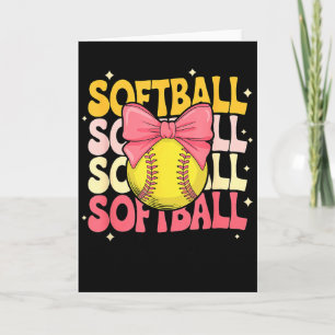 Carte Softball Groovy Coquette Arc Amoureux de Softball