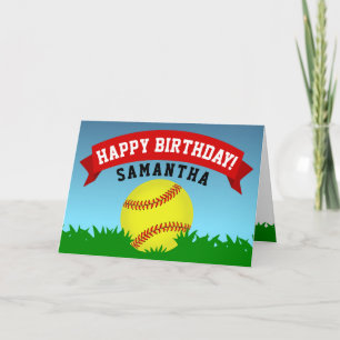 Carte Softball Happy Birthday