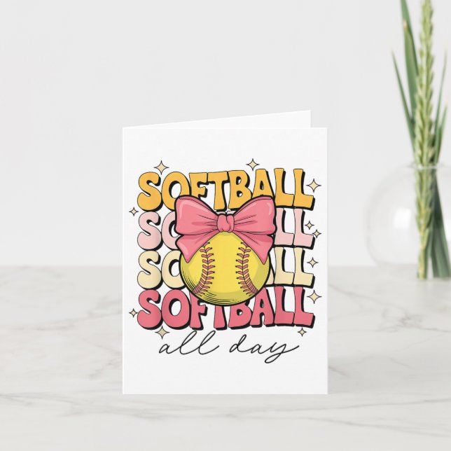 Carte Softball super Coquette Bow Softball Lover Softbal (Devant)