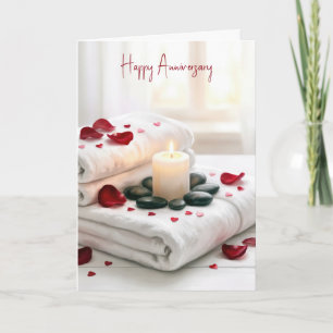 Carte Soins de Spa d'anniversaire avec pétales de roses