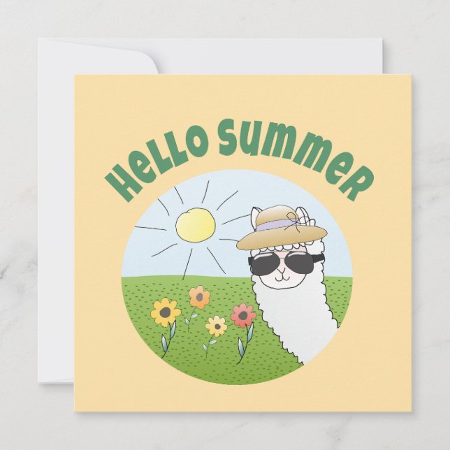 Carte Soirée alpaka Hello Summer Alpaca (Devant)
