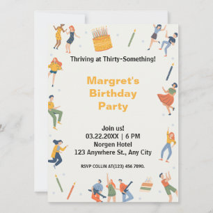 Carte Soirée d'anniversaire mignonne moderne