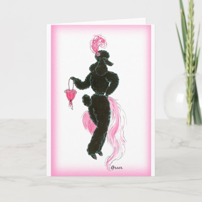 Carte Soirée de caniche noire (Devant)