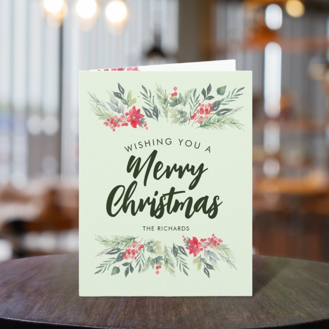 Carte Soirée de Noël sur le thème du feuillage botanique (Créateur téléchargé)