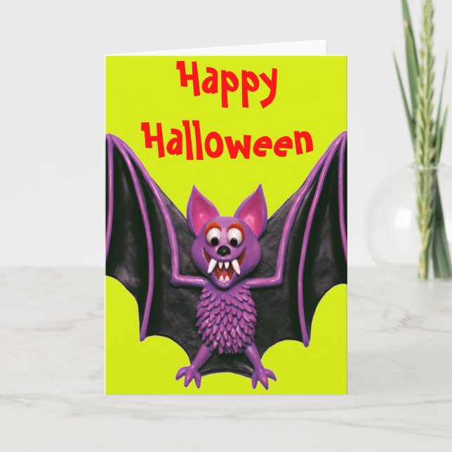 Carte Soirée d'Halloween Cute Bat (Devant)