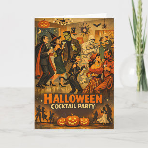 Carte Soirée Martini Halloween Rétro Milieu de Siècle 50