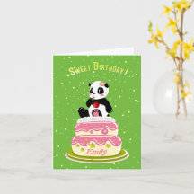 Soirée / Panda mignonne avec gâteau et cerise