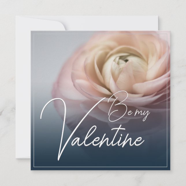 Carte Sois ma Saint Valentin avec une grande rose rose (Devant)