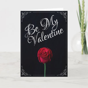 Carte Sois ma Saint-Valentin - Rose rouge foncé