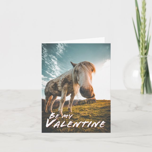 Carte Sois mon Valentin avec cheval regardant (Devant)