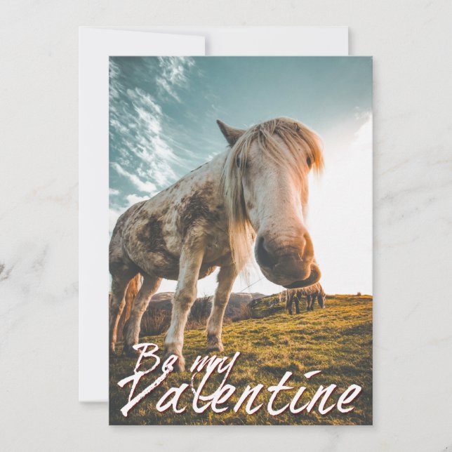 Carte Sois mon Valentin avec Horse V2.0 qui regarde (Devant)
