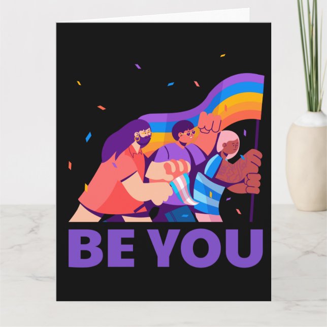 Carte Sois toi. LGBT+Pride. drapeau arc-en-ciel (Devant)